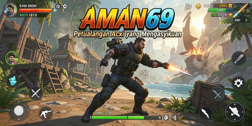 Tangkapan layar AMAN69 menampilkan aksi intens dalam pertempuran.