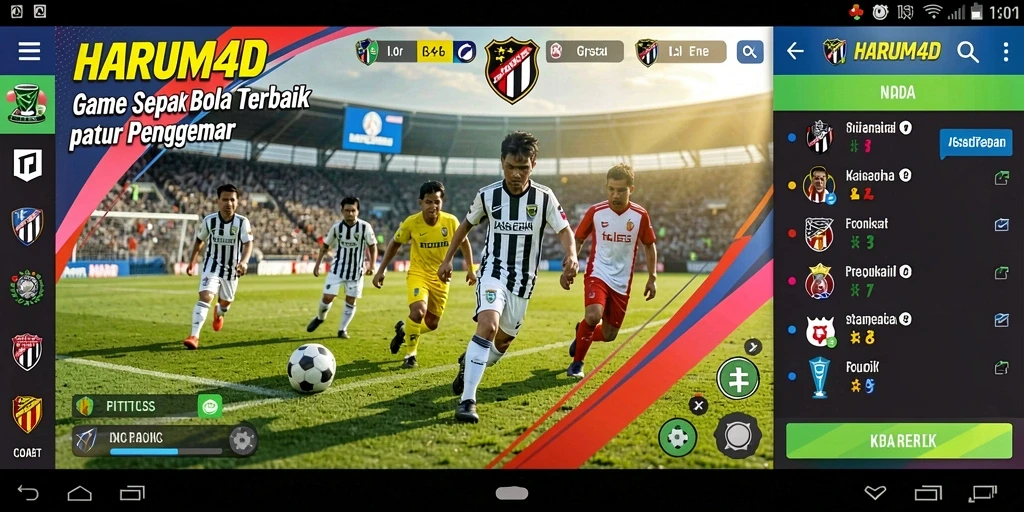 Tampilan gameplay intens di lapangan sepak bola HARUM4D.