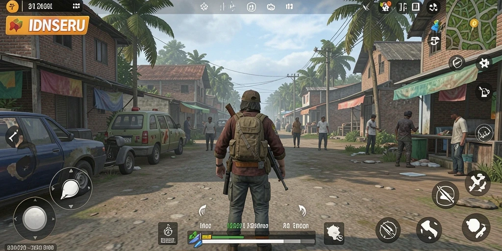 Tangkapan layar utama IDNSERU menampilkan gameplay simulasi yang menyenangkan.