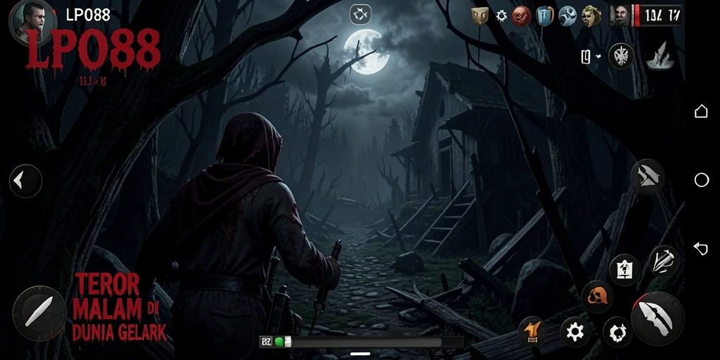 Screenshot gameplay LPO88 menampilkan aksi menegangkan di lokasi angker.