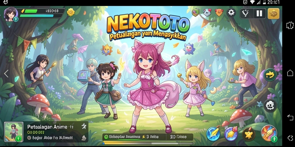 Screenshot NEKOTOTO menampilkan gameplay seru di dunia anime.