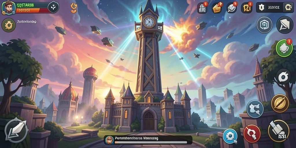 Screenshot gameplay menampilkan menara dan musuh yang beragam dalam QQSTAR88.