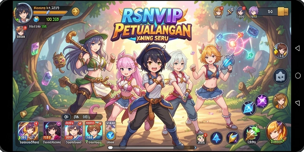 Tampilan gameplay RSNVIP yang menampilkan karakter anime.